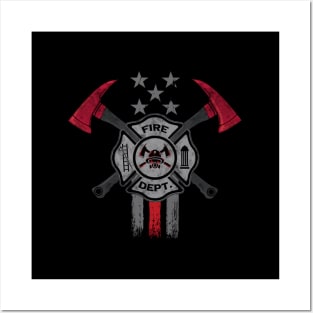 Firefighter Thin Red Line For Dad Posters and Art